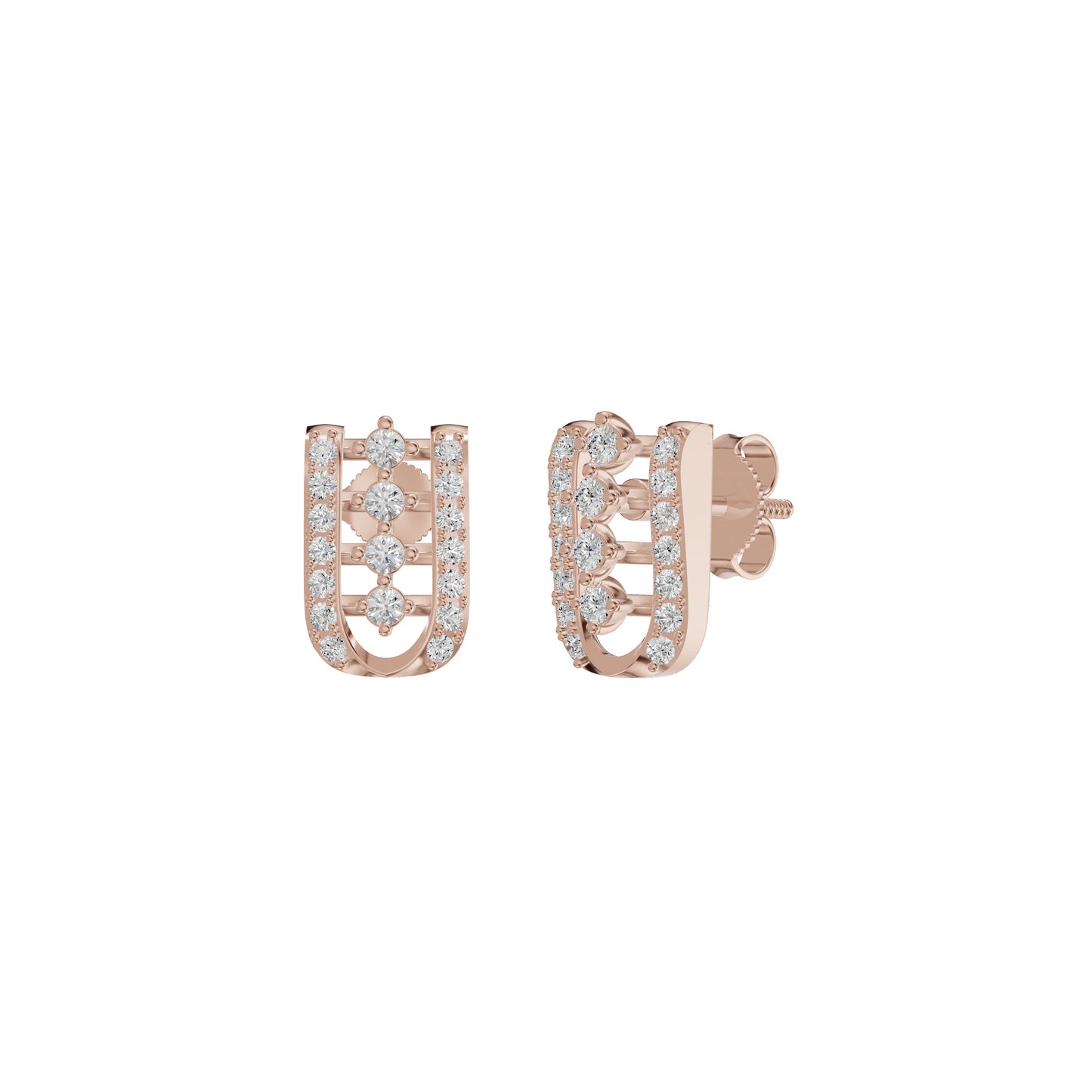 Lattice Round Diamond Stud Earrings