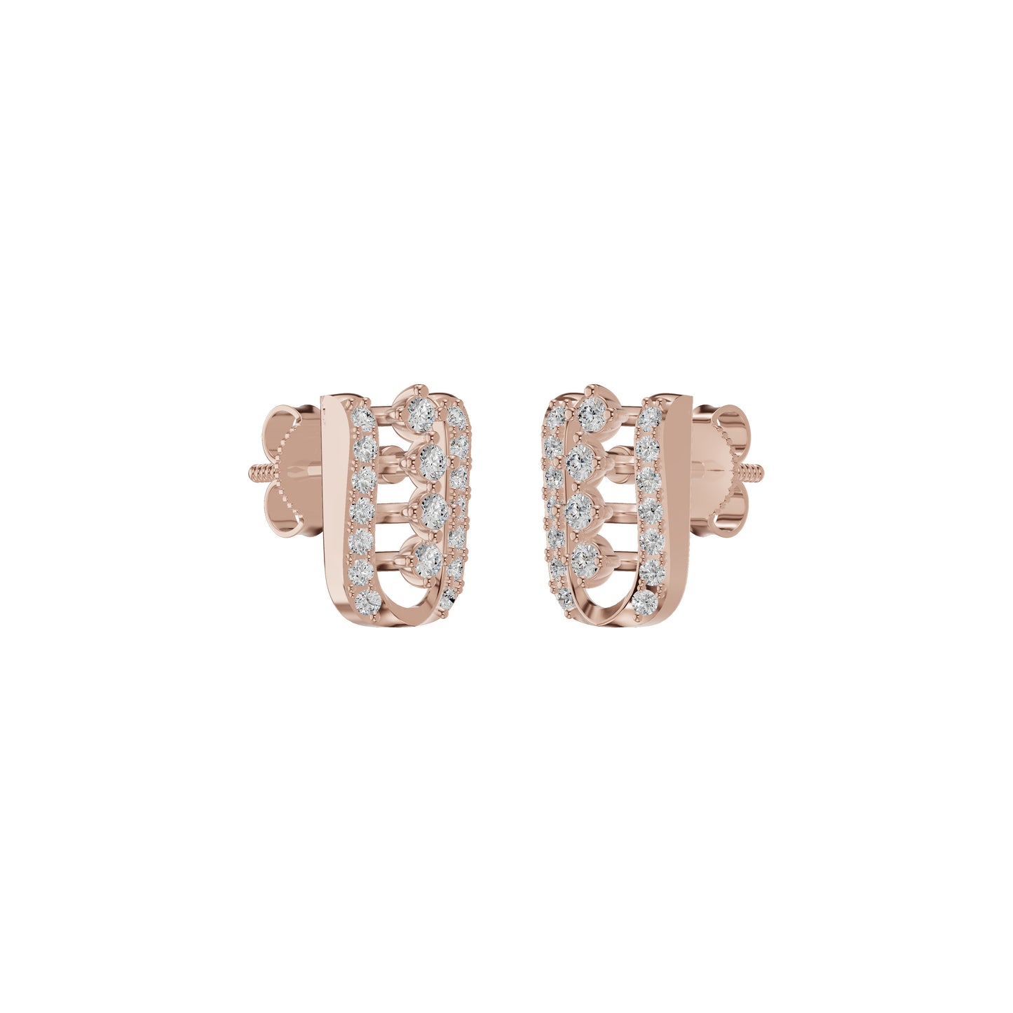 Lattice Round Diamond Stud Earrings