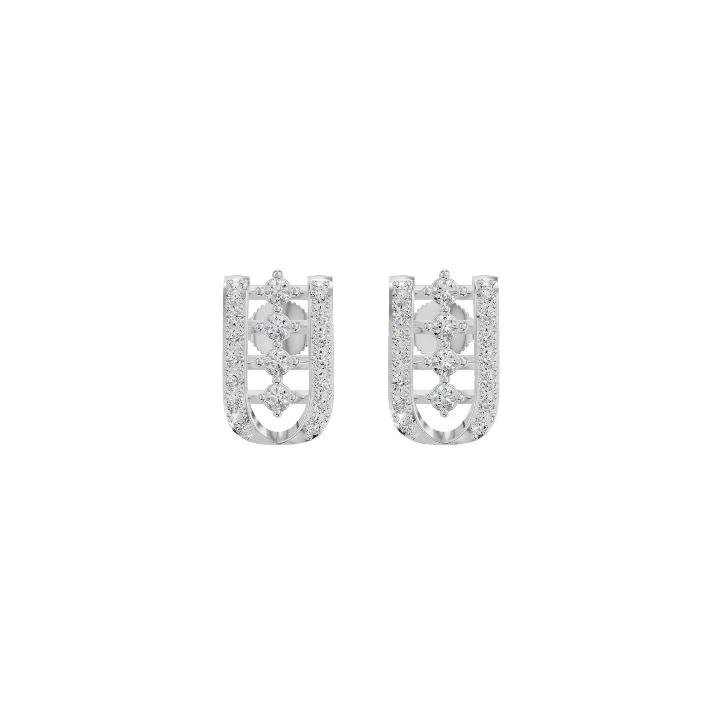 Lattice Round Diamond Stud Earrings