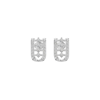 Lattice Round Diamond Stud Earrings