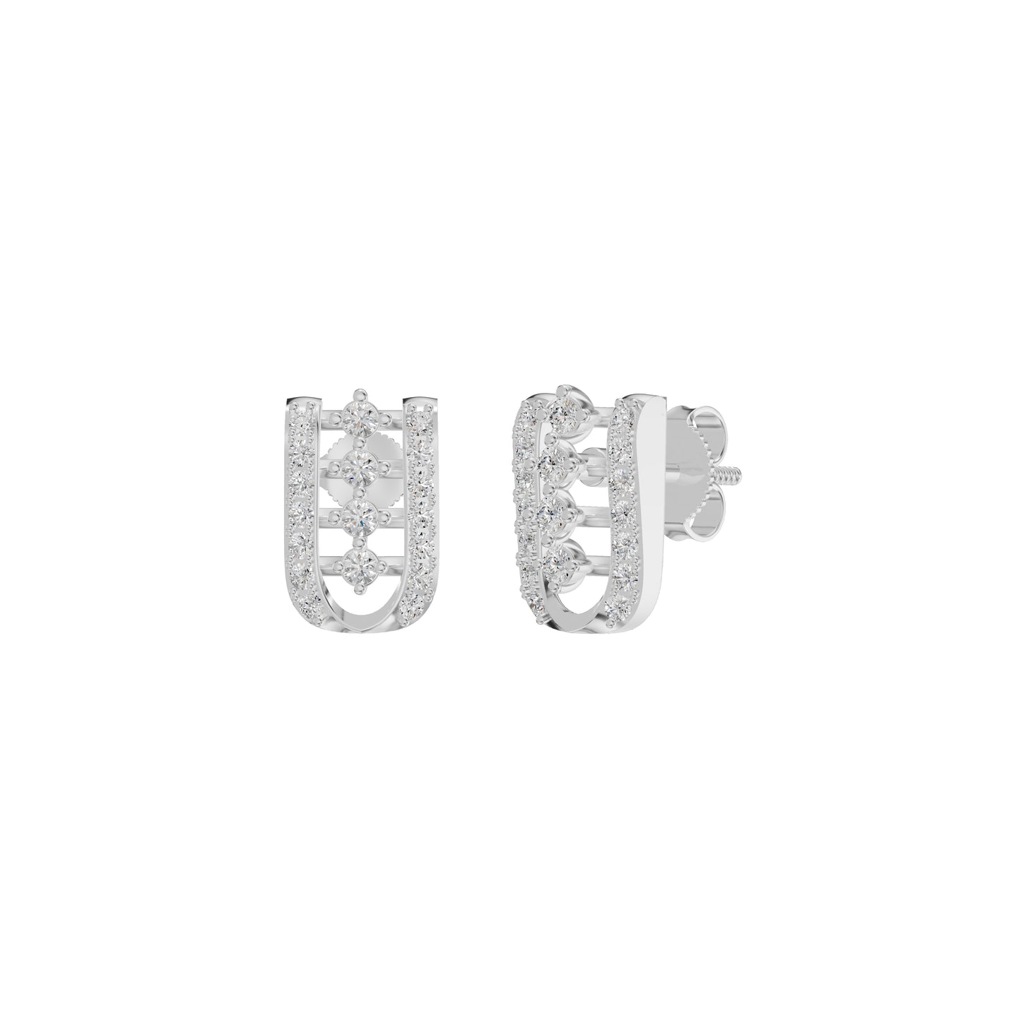 Lattice Round Diamond Stud Earrings