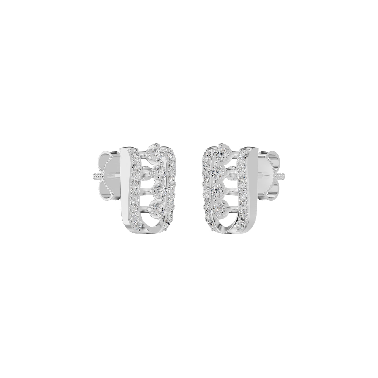 Lattice Round Diamond Stud Earrings