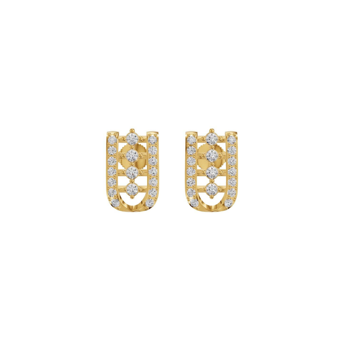 Lattice Round Diamond Stud Earrings