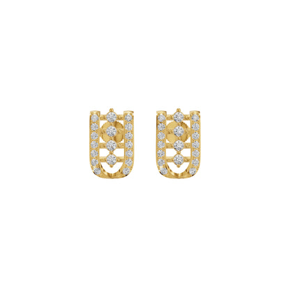 Lattice Round Diamond Stud Earrings