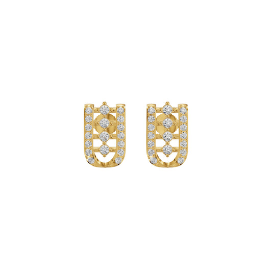 Lattice Round Diamond Stud Earrings