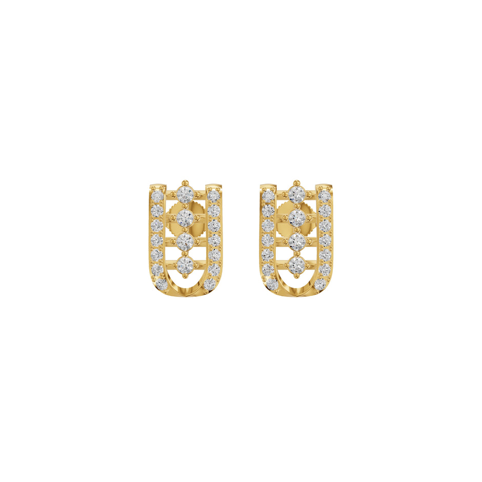 Lattice Round Diamond Stud Earrings