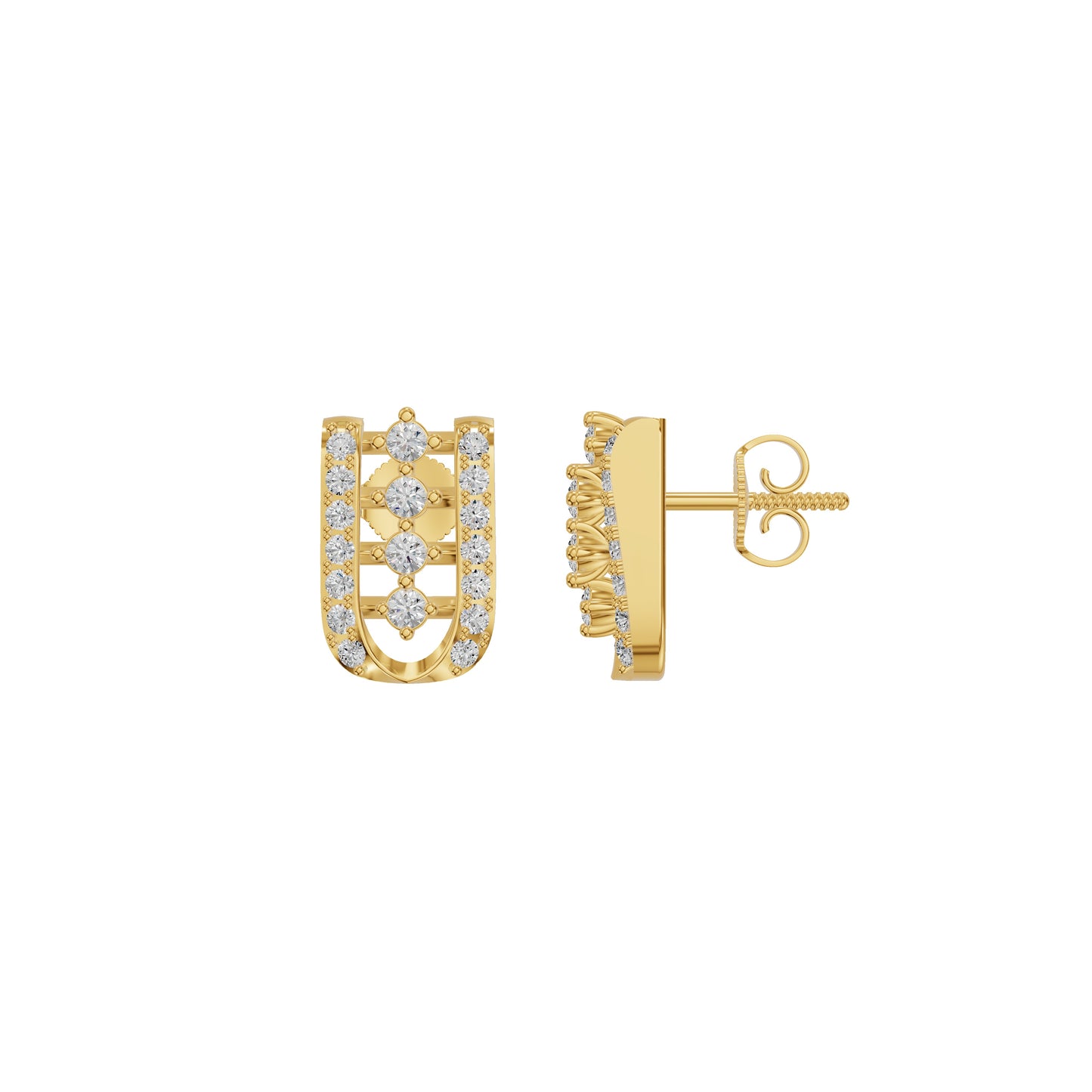 Lattice Round Diamond Stud Earrings