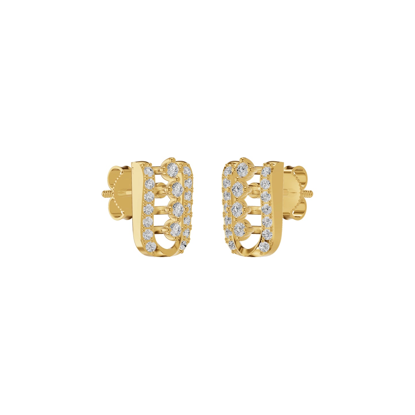Lattice Round Diamond Stud Earrings