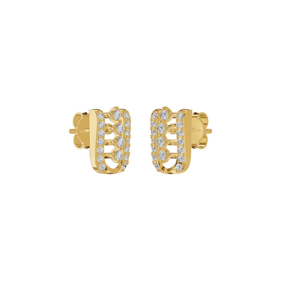 Lattice Round Diamond Stud Earrings
