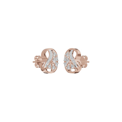Curved Sphere Diamond Stud Earrings