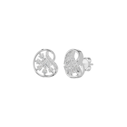 Curved Sphere Diamond Stud Earrings