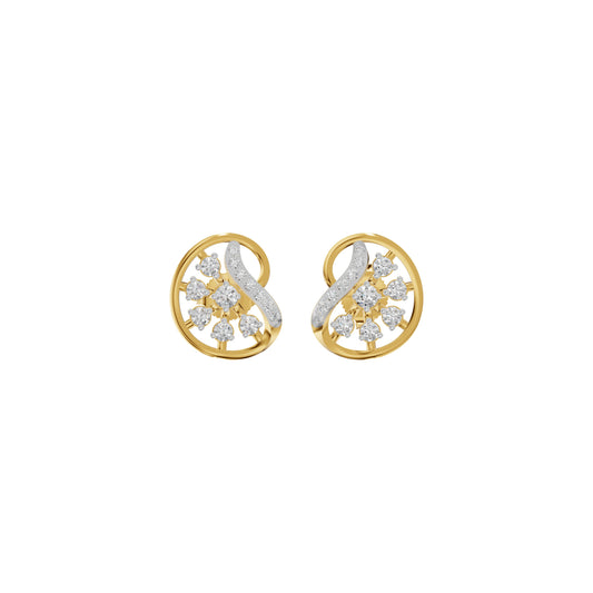 Curved Sphere Diamond Stud Earrings