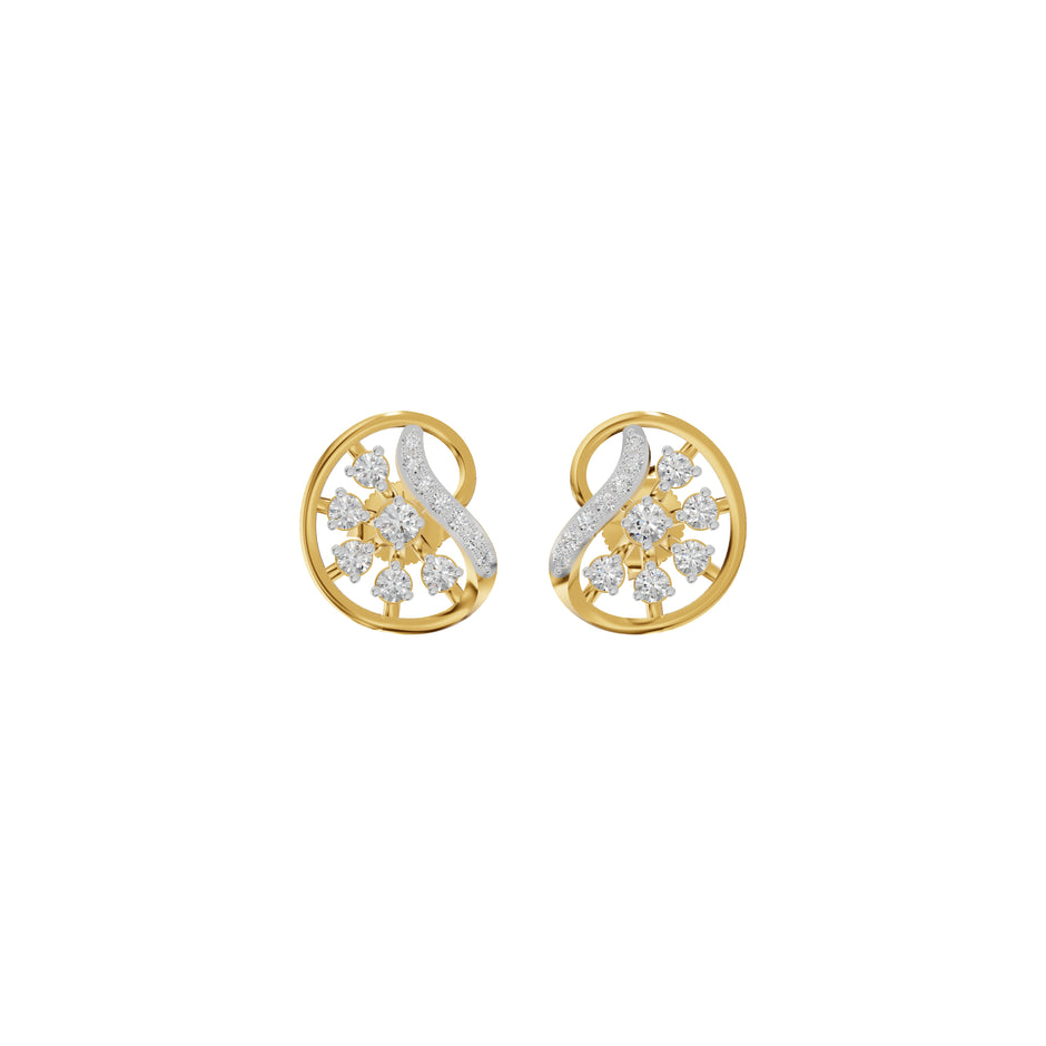 Curved Sphere Diamond Stud Earrings