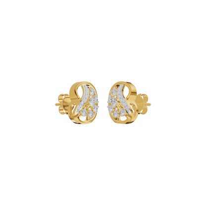 Curved Sphere Diamond Stud Earrings