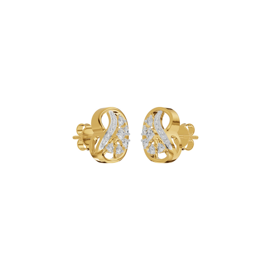 Curved Sphere Diamond Stud Earrings