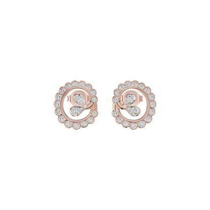 Pear Round Swirl Diamond Stud Earrings