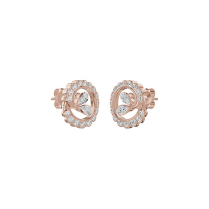 Pear Round Swirl Diamond Stud Earrings