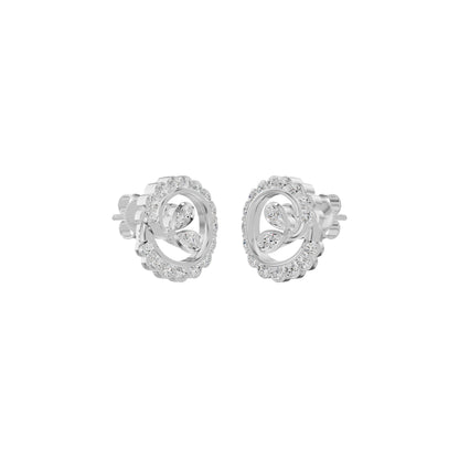 Pear Round Swirl Diamond Stud Earrings