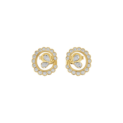 Pear Round Swirl Diamond Stud Earrings