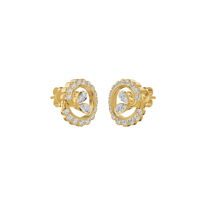 Pear Round Swirl Diamond Stud Earrings