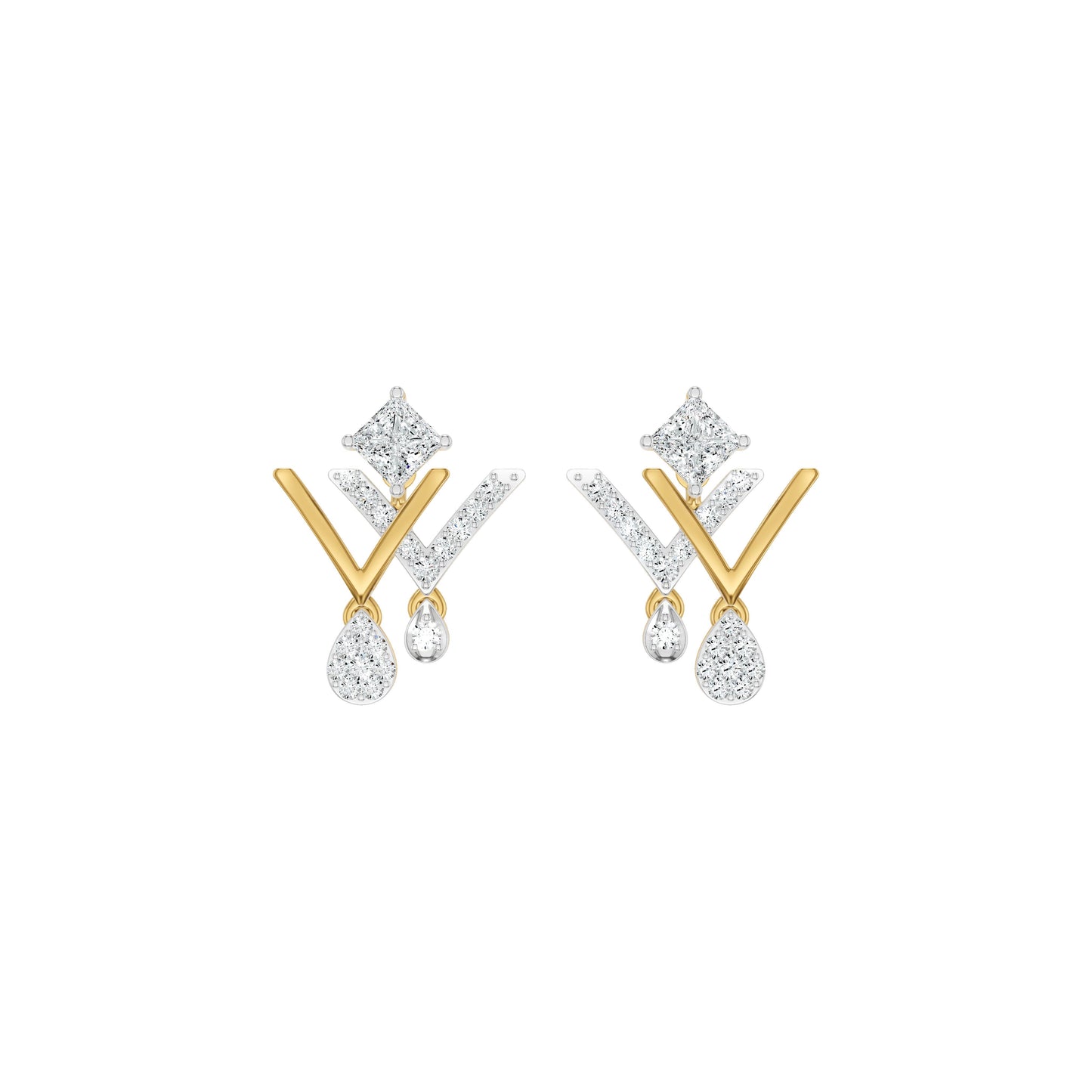 Valerique Drop Diamond Earrings 18 KT / Yellow Gold