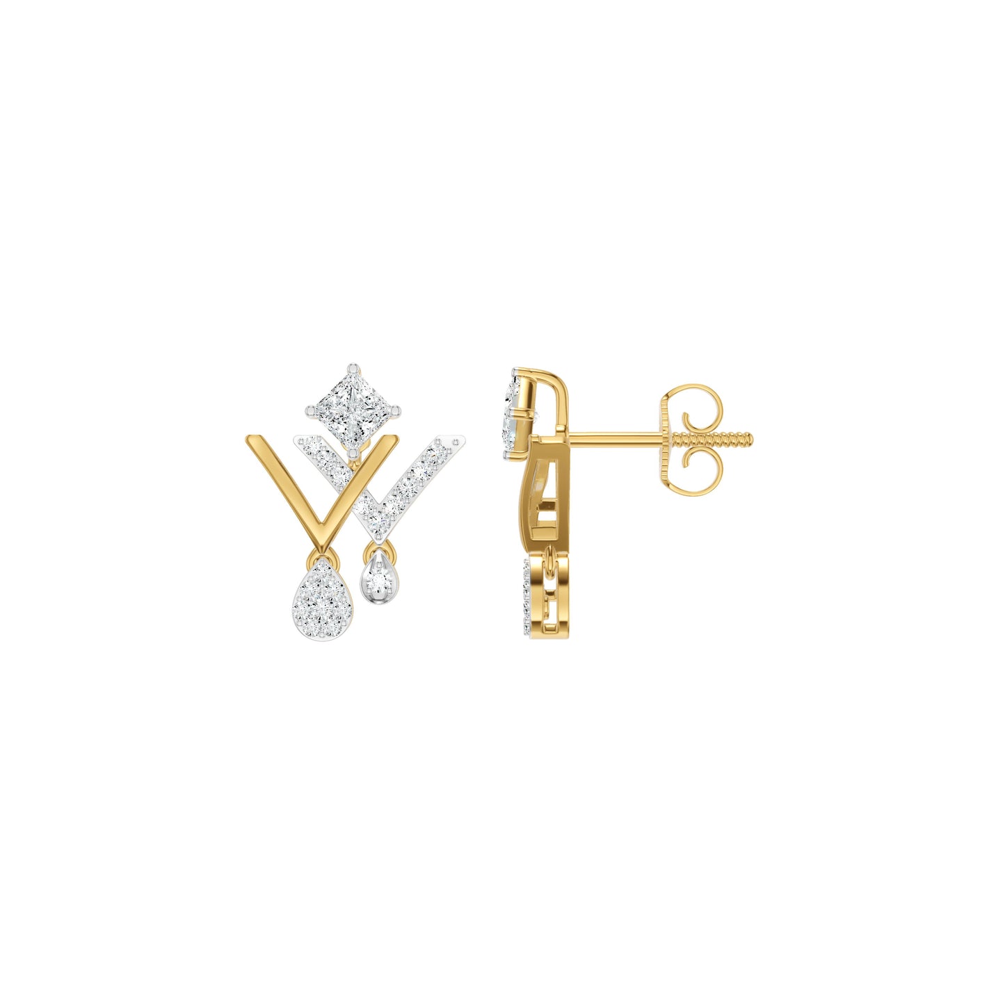 Valerique Drop Diamond Earrings 18 KT / Yellow Gold