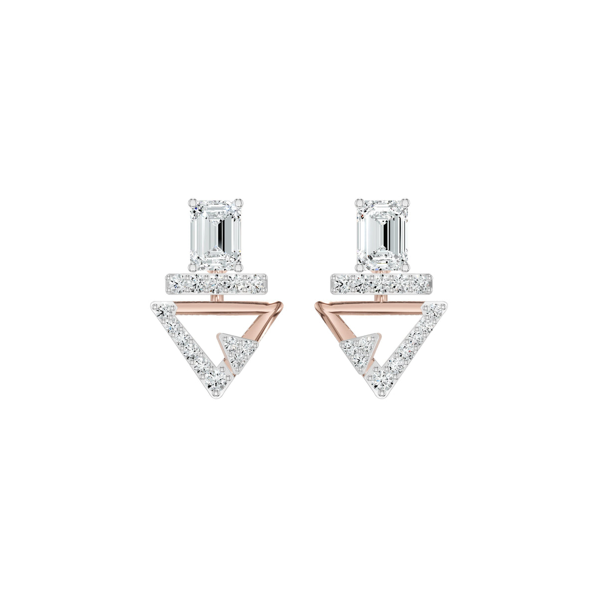 Trivexa Emerald Diamond Earrings 18 KT / Yellow Gold