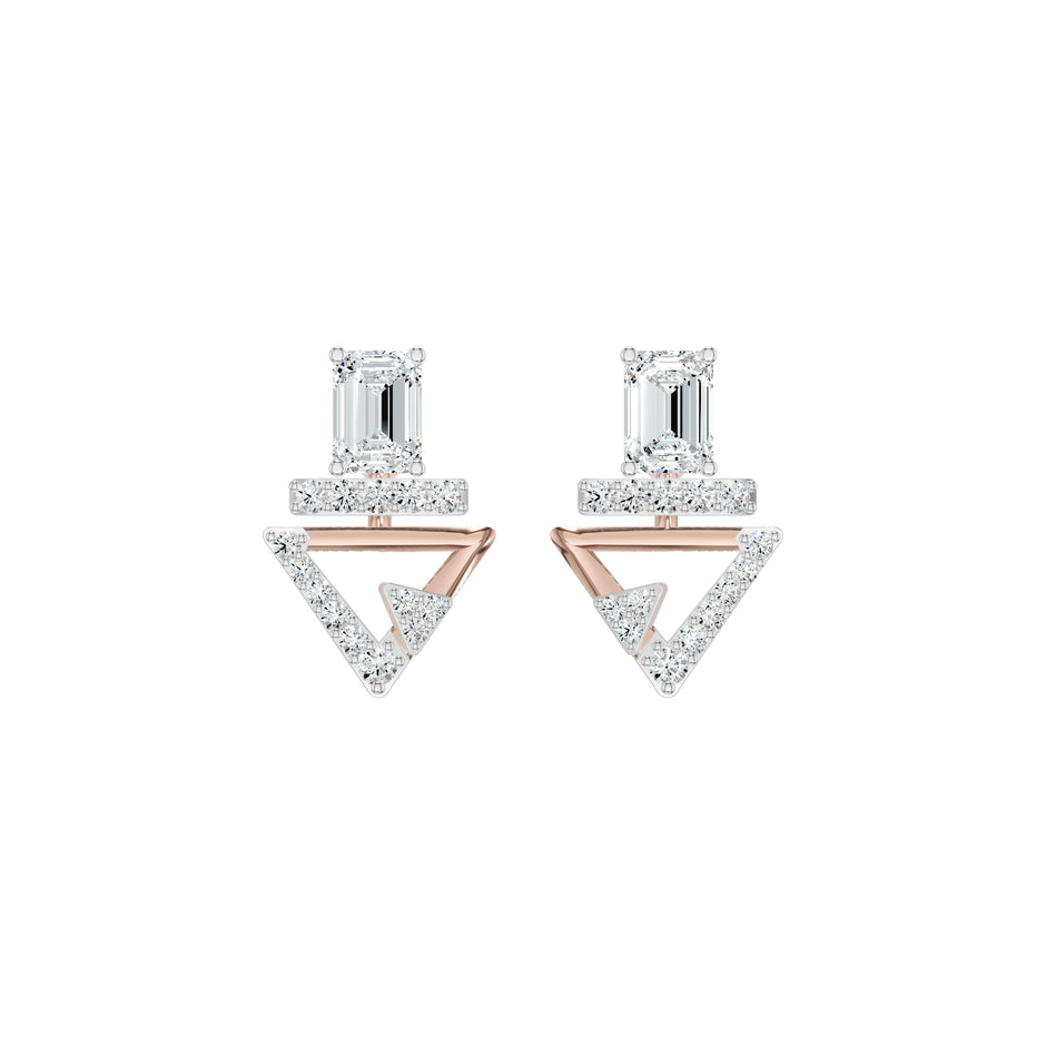 Trivexa Emerald Diamond Earrings 18 KT / Yellow Gold