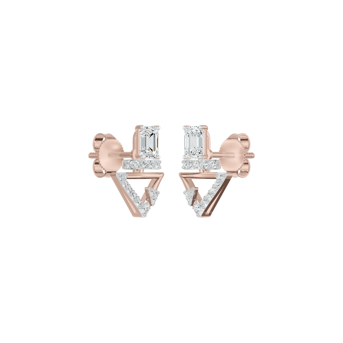 Trivexa Emerald Diamond Earrings 18 KT / Yellow Gold