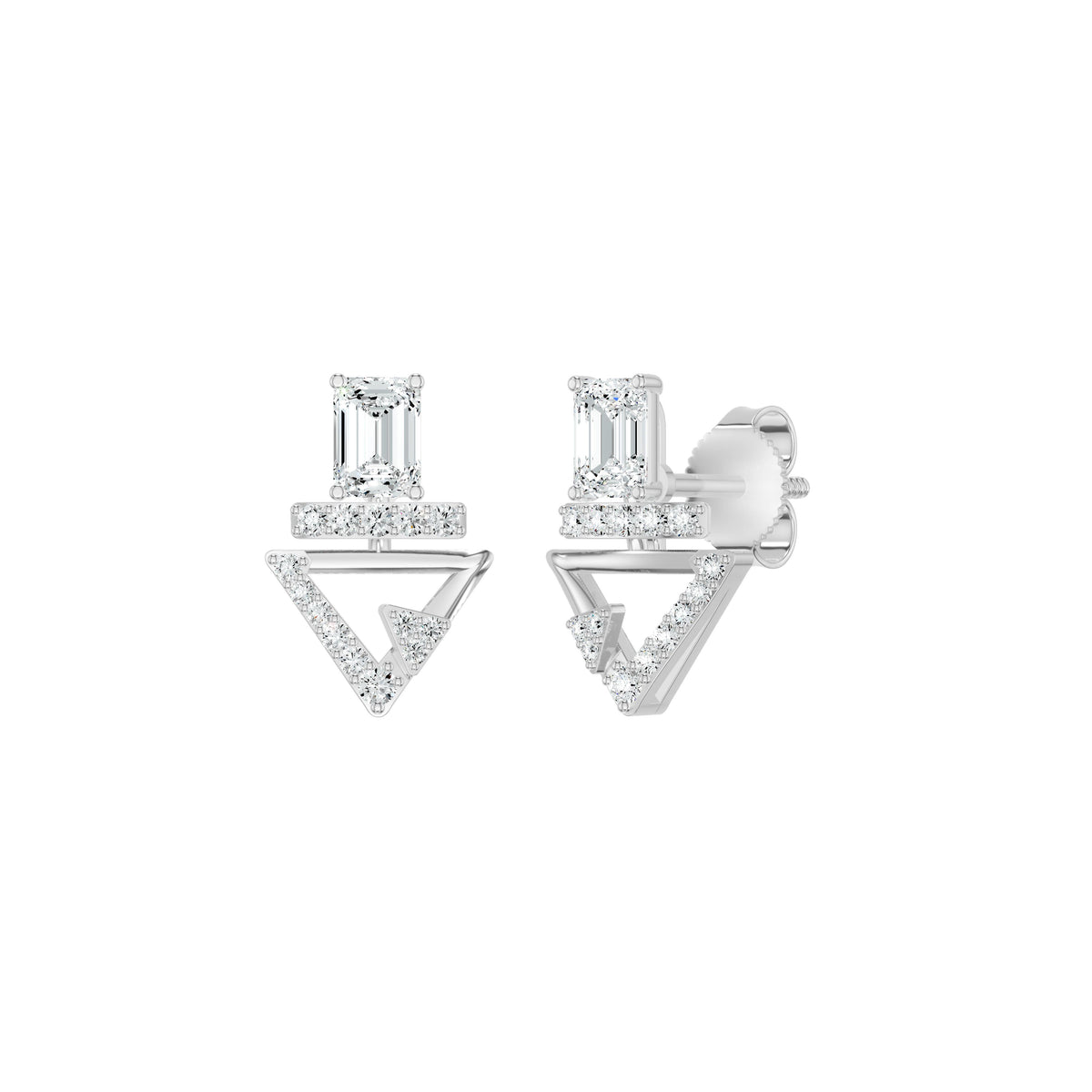 Trivexa Emerald Diamond Earrings 18 KT / Yellow Gold