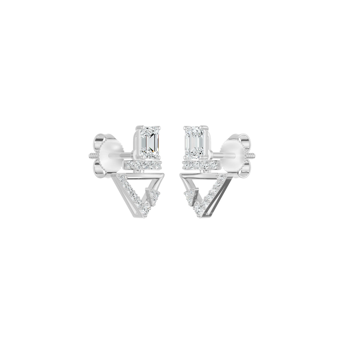 Trivexa Emerald Diamond Earrings 18 KT / Yellow Gold