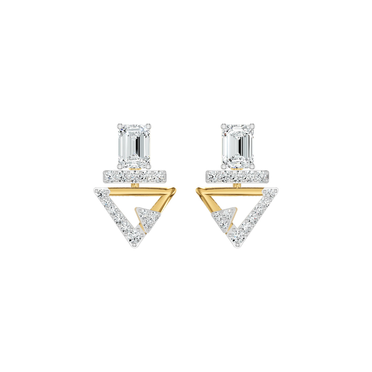 Trivexa Emerald Diamond Earrings 18 KT / Yellow Gold