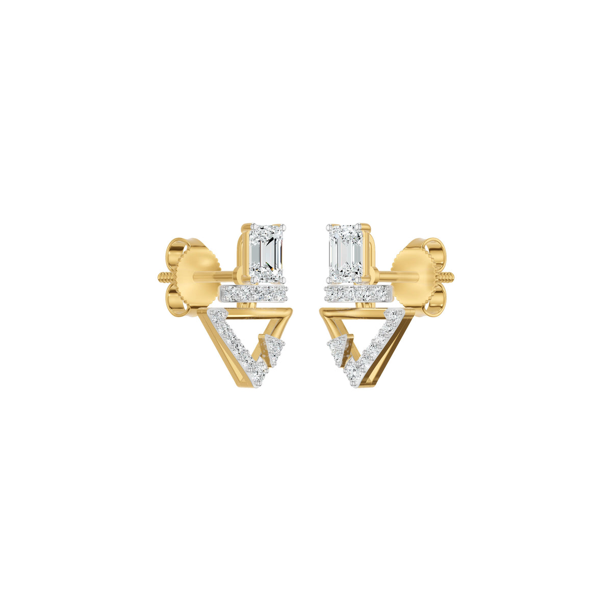 Trivexa Emerald Diamond Earrings 18 KT / Yellow Gold