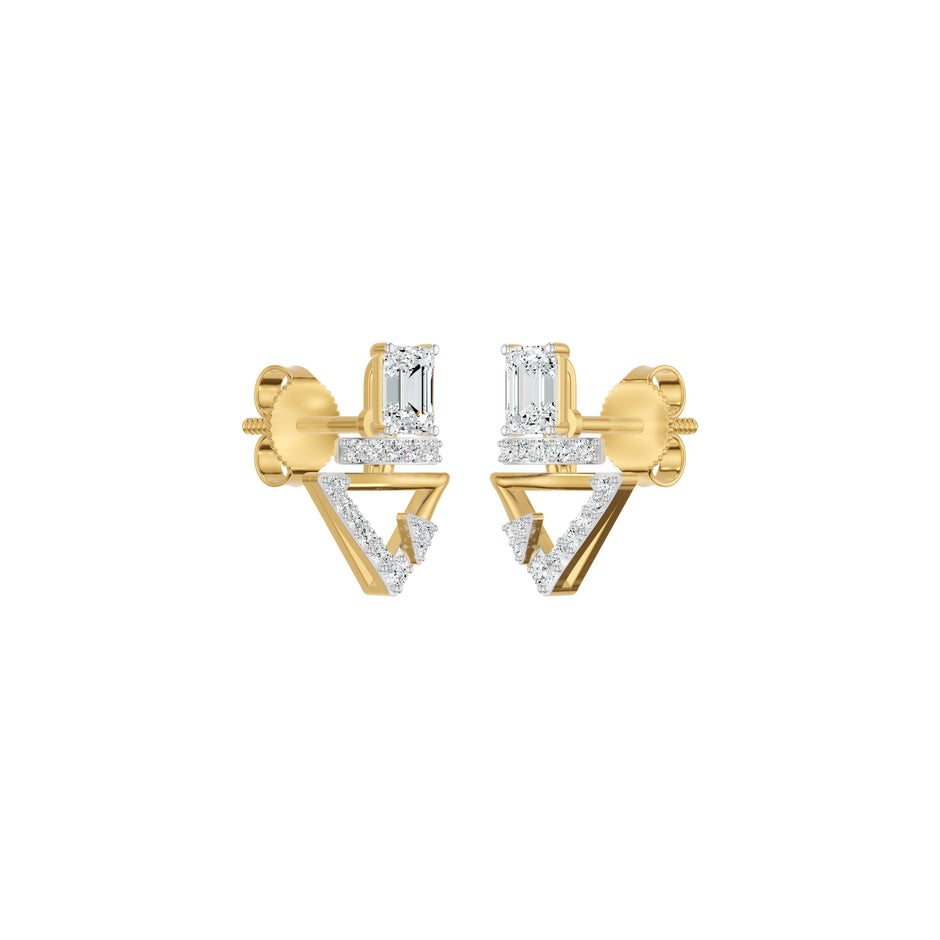 Trivexa Emerald Diamond Earrings 18 KT / Yellow Gold
