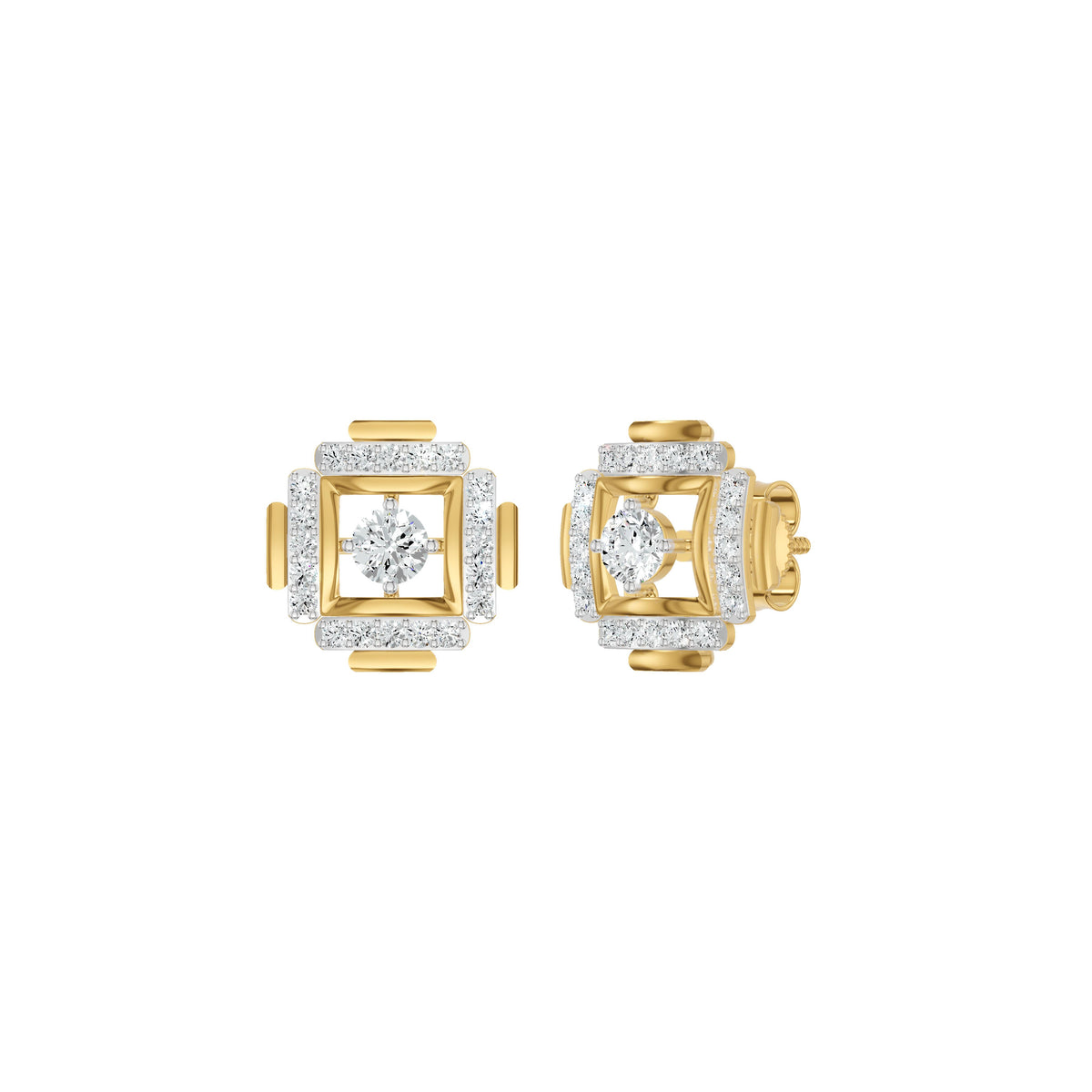 Geovelle Frame Diamond Earrings 18 KT / Yellow Gold