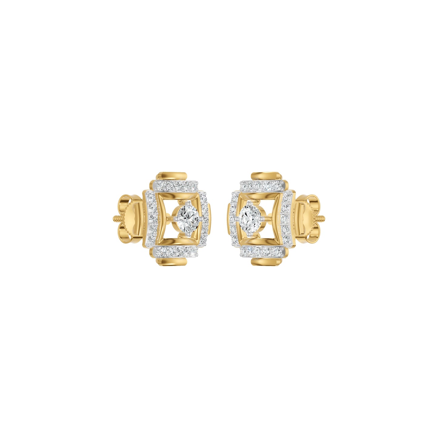 Geovelle Frame Diamond Earrings 18 KT / Yellow Gold
