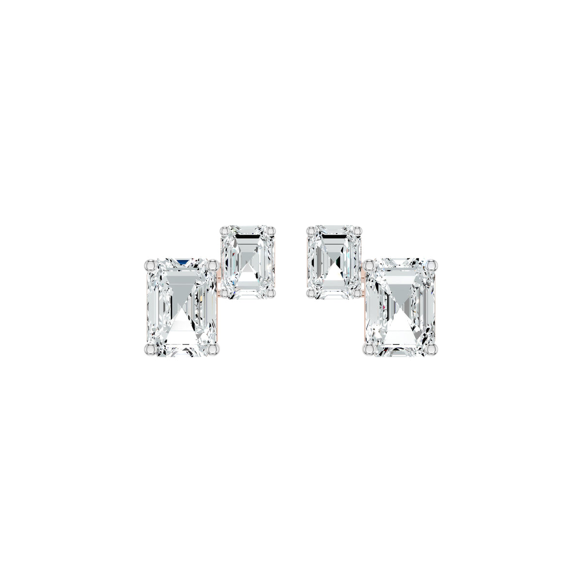 Emeressa Duo Diamond Earrings 18 KT / Yellow Gold