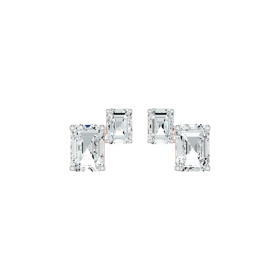 Emeressa Duo Diamond Earrings 18 KT / Yellow Gold