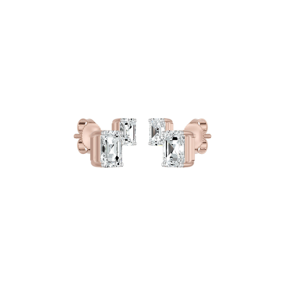 Emeressa Duo Diamond Earrings 18 KT / Yellow Gold