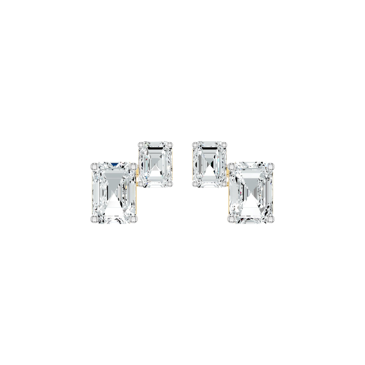Emeressa Duo Diamond Earrings 18 KT / Yellow Gold