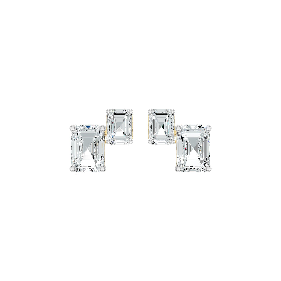Emeressa Duo Diamond Earrings 18 KT / Yellow Gold