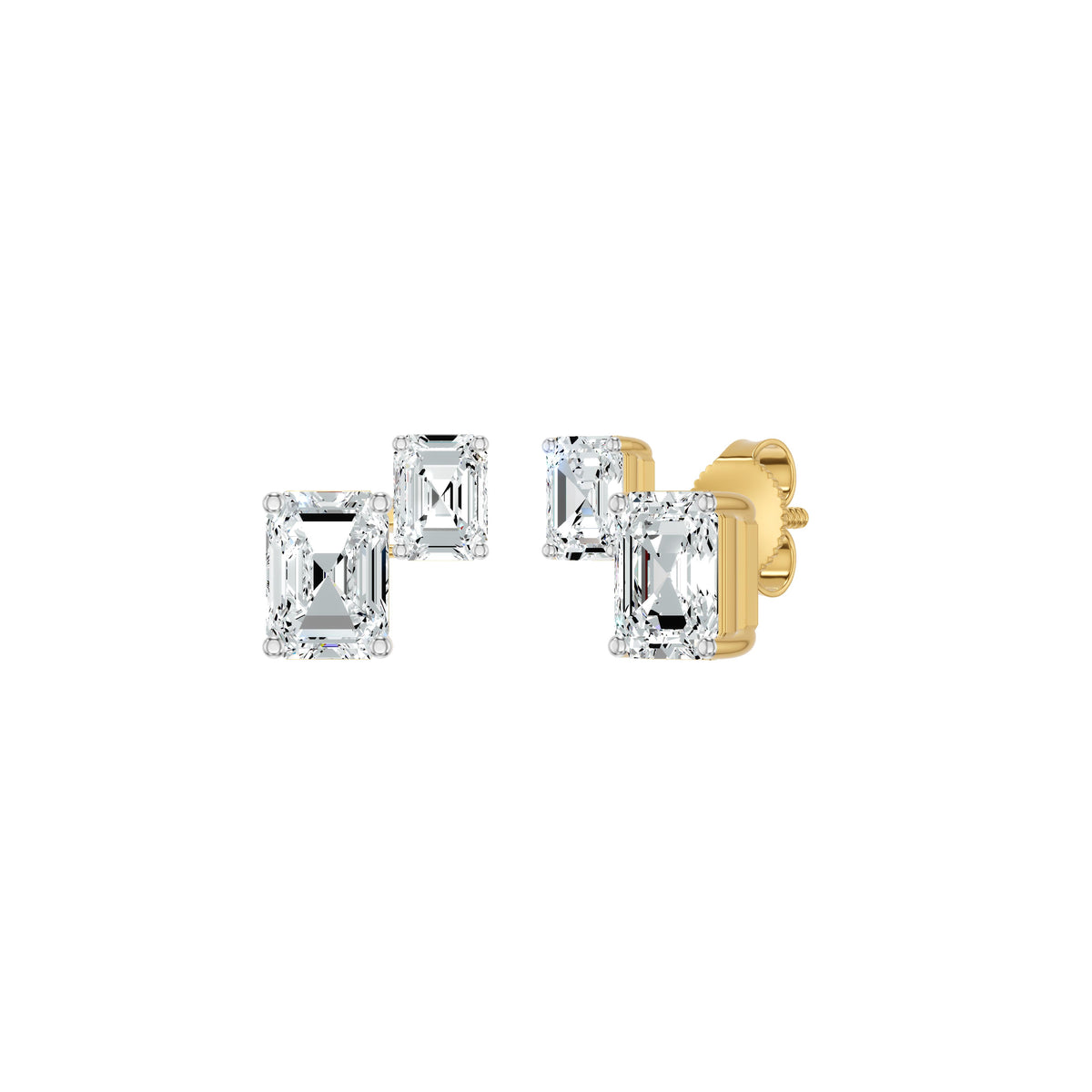 Emeressa Duo Diamond Earrings 18 KT / Yellow Gold