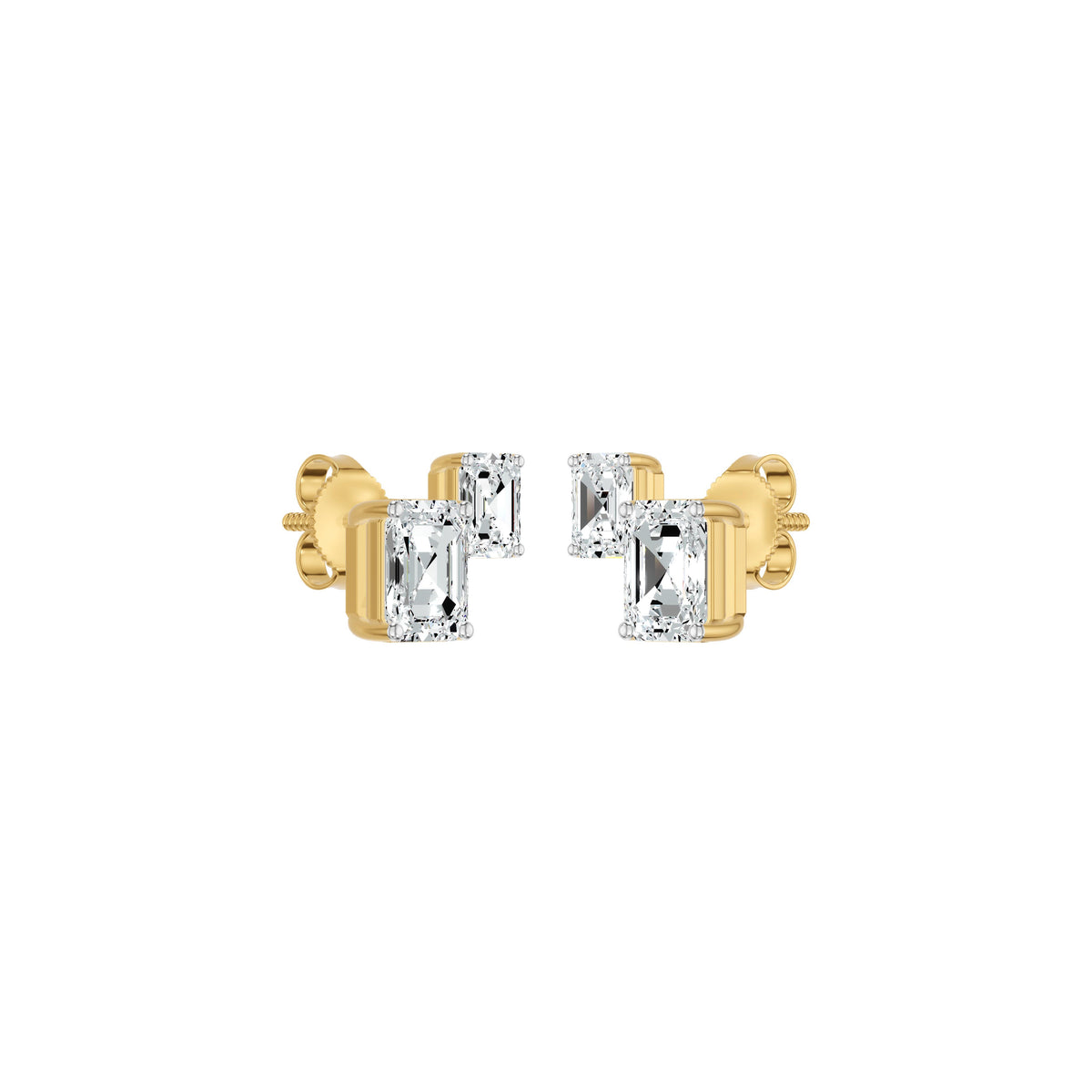 Emeressa Duo Diamond Earrings 18 KT / Yellow Gold