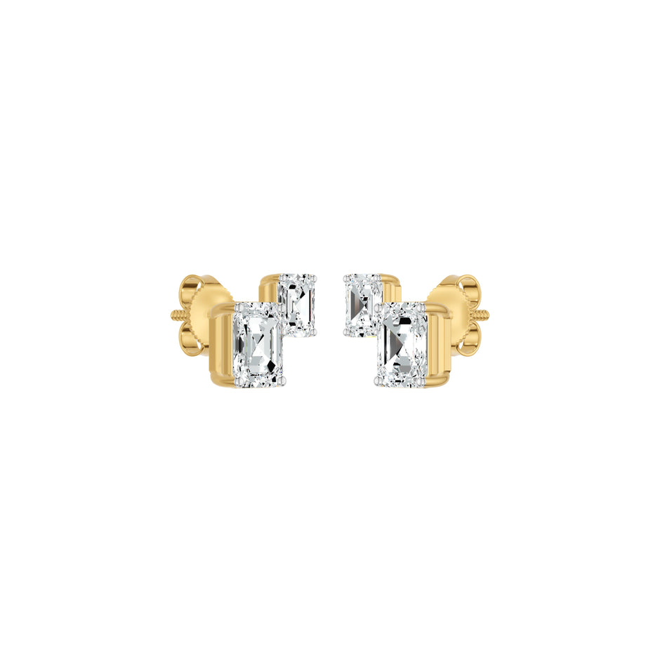 Emeressa Duo Diamond Earrings 18 KT / Yellow Gold