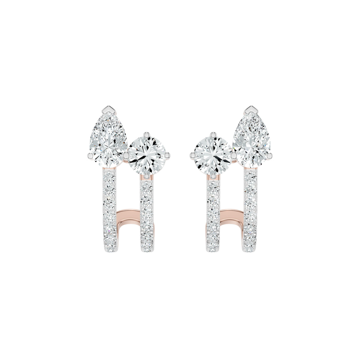Pearlivia Duo Diamond Earrings 18 KT / Yellow Gold