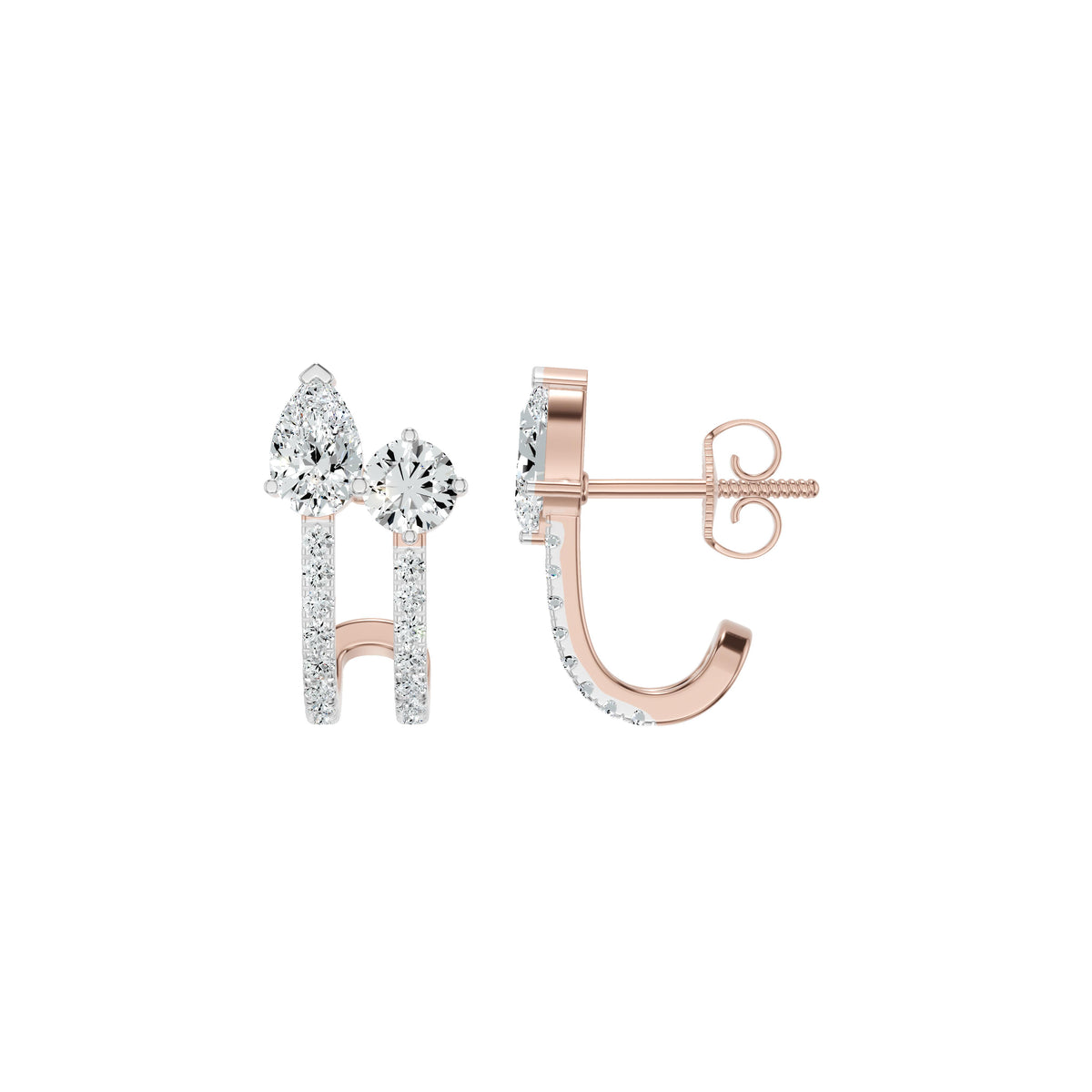 Pearlivia Duo Diamond Earrings 18 KT / Yellow Gold