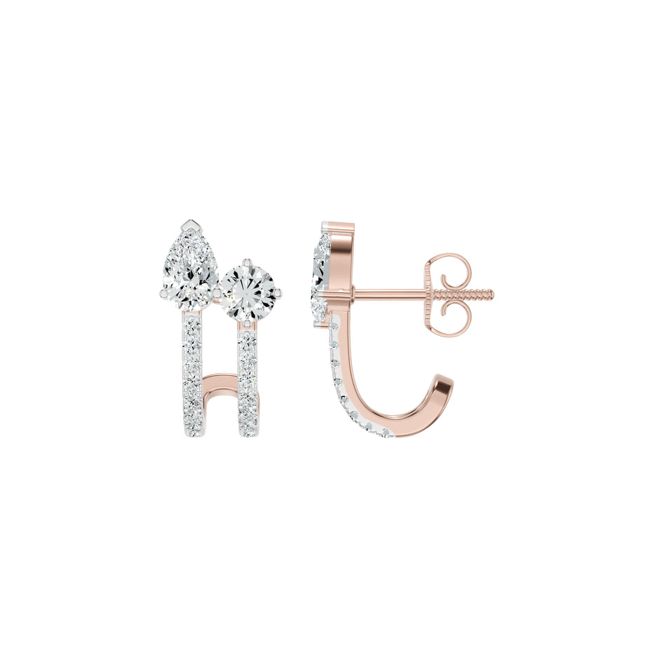 Pearlivia Duo Diamond Earrings 18 KT / Yellow Gold