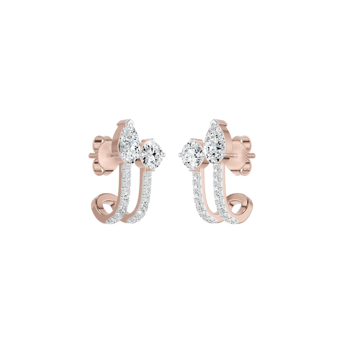 Pearlivia Duo Diamond Earrings 18 KT / Yellow Gold