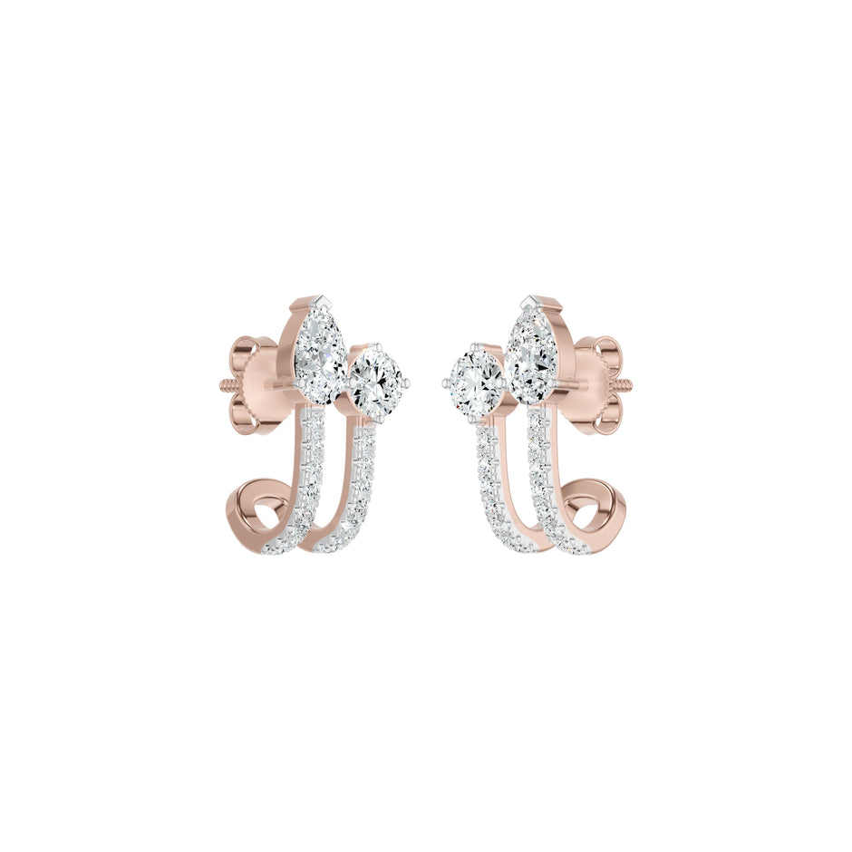 Pearlivia Duo Diamond Earrings 18 KT / Yellow Gold