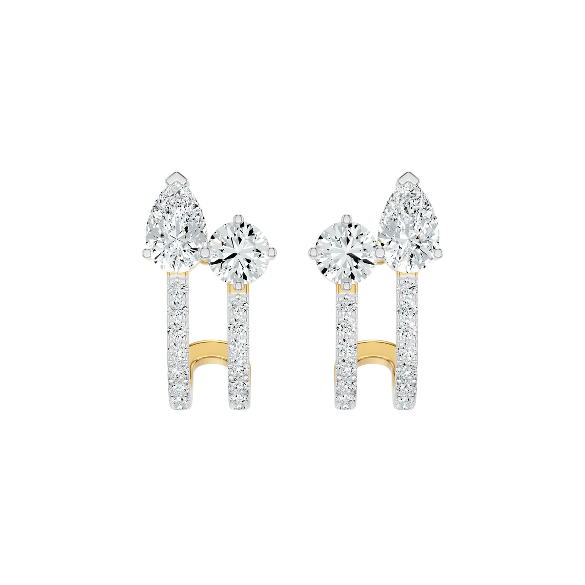 Pearlivia Duo Diamond Earrings 18 KT / Yellow Gold